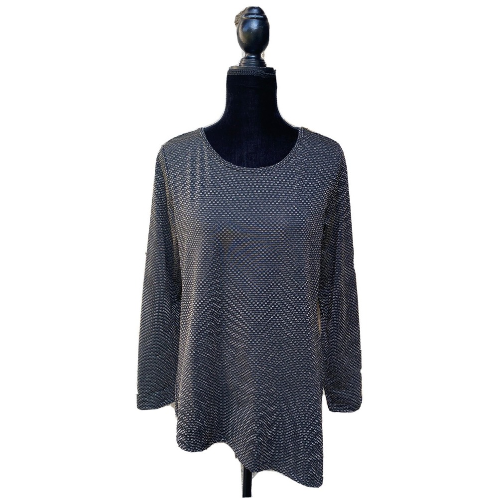 CALVIN KLEIN Top Size S Black Gold Metallic Accents Pullover Excellent Condition